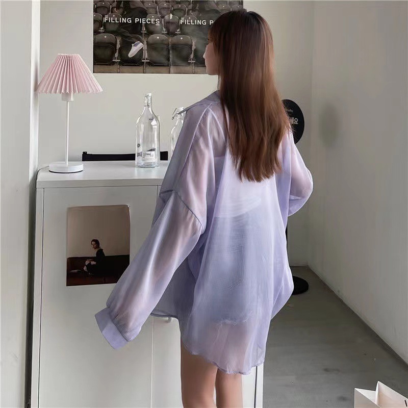 Picture of Korean Chic Elegant Long-Sleeved Thin Sun Protection Shirt for Women Summer New Shirt Jacket Pure Color Top Export