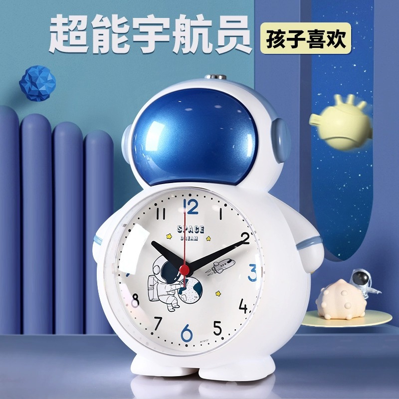 Astronaut small alarm clock for talking children and boys special alarm for getting up artifact clock mute for girls and students
