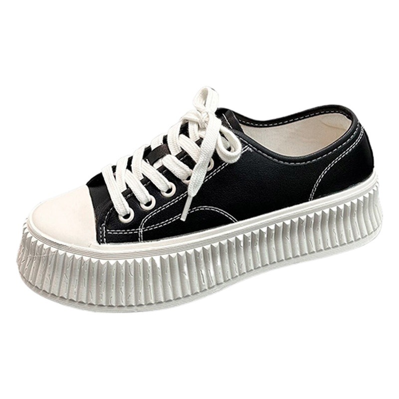White Shoes for Women 2024 Spring New Internet Celebrity Platform Thick-Soled Biscuit Shoes for Women Versatile Heightening Sports and Leisure Sneakers