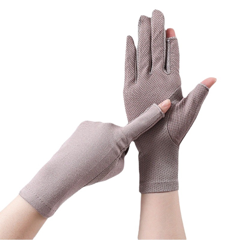 Spring, Summer and Autumn Women's 7094 Thin Lace Exposure Finger Leakage Finger Riding Driving Cycling UV Protection Sun Protection Gloves