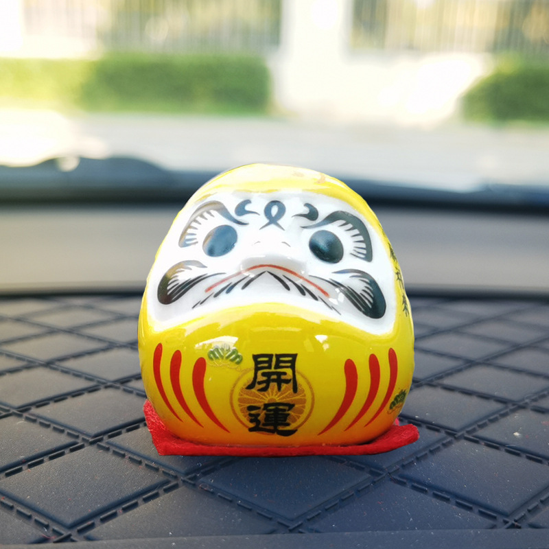 Picture of Japanese-style Dharma ornaments Japanese ceramic Dharma eggs Kaiyun Dharma trumpet mini lucky cat car decorations