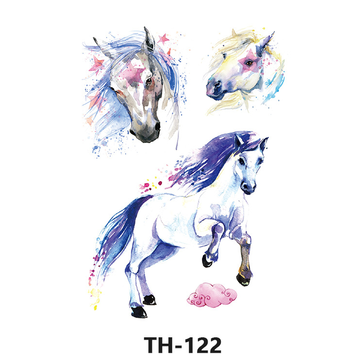 Picture of Cross-Border Manufacturer Wholesale Cartoon Color Tattoo Stickers Unicorn Black and White Animal Tiger Waterproof and Sweatproof Tattoo Stickers