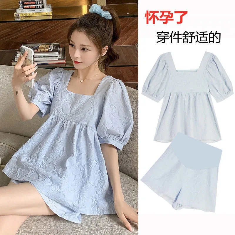 Pregnant Women's Suit Summer Short-sleeved Top Shorts Summer Fashion 2023 New Arrival Hot Hot Mom Two-piece Set