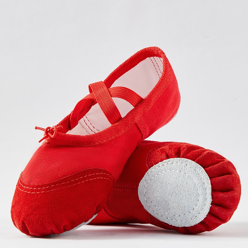 Picture of Children's Meat Pink Dancing Shoes Lace-up Free Dancing Shoes Adult Cat Claw Soft-soled Shoes Canvas Practice Shoes Ballet Shoes