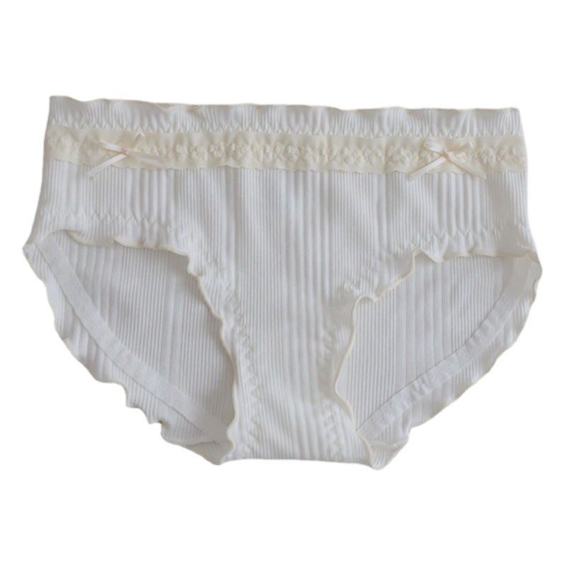 Raw Milk Raw Coconut Korean Style Versatile Sweet Triangle Cotton Women's Underwear Cute Student Hip-Covering Mid-Waist Girls' Underwear