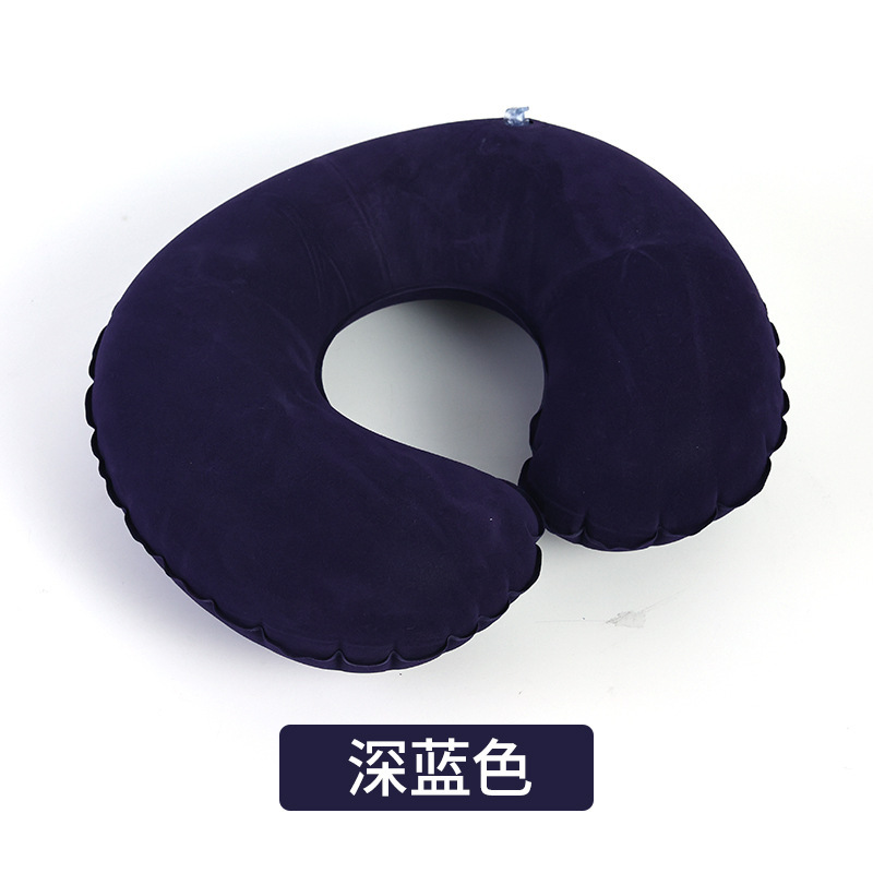 Picture of in stock travel inflatable pillow car airplane neck pillow U-shaped inflatable pillow pvc flocking travel pillow wholesale