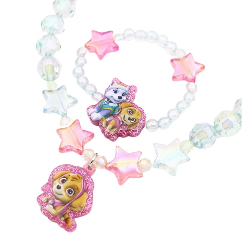 Cartoon Wang Wang Team Girls' Necklace Bracelet Woolen Chain Children's Christmas New Year Gift Set