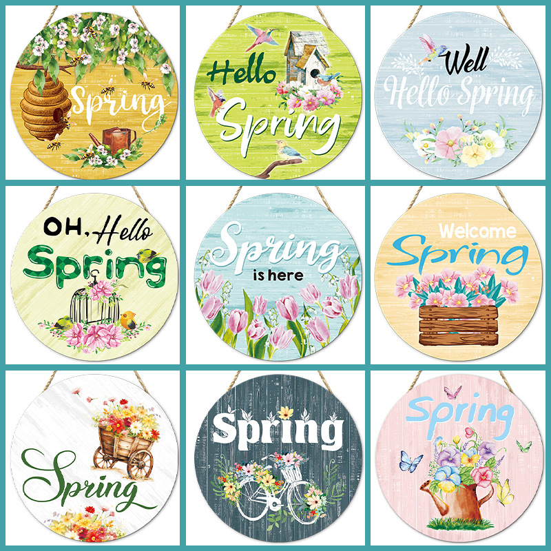 Picture of Amazon Hello spring farmhouse collection wooden ornaments wall decoration American country Spring door plate pendant
