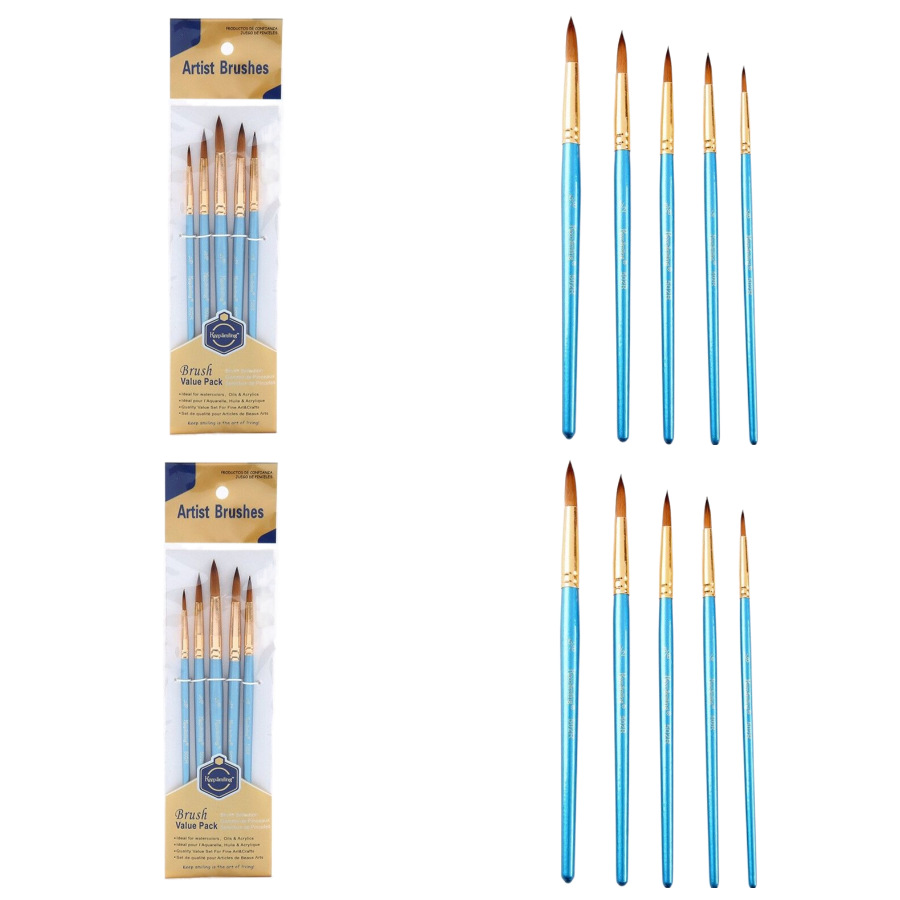 Picture of 5 Pearlescent Blue Nylon Brush Student Painting Pen Set Watercolor Acrylic Art Supplies Wholesale Foreign Trade
