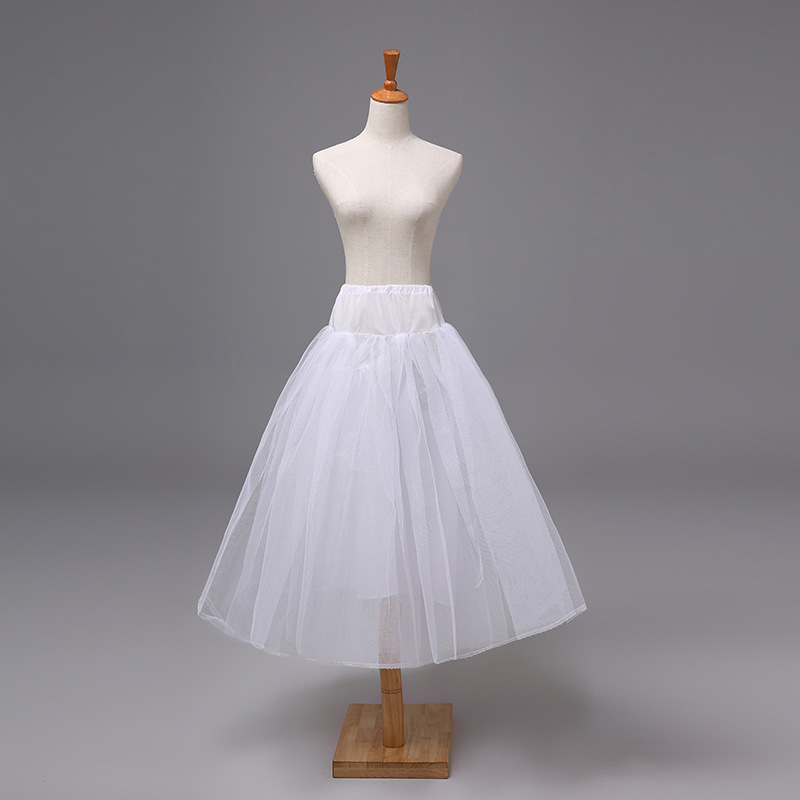 Picture of Girls' Pirons Large Two-Layer Hard Mesh Boneless Flower Girl's Dress Pirons Princess Dress Underwear Skirt 32# White