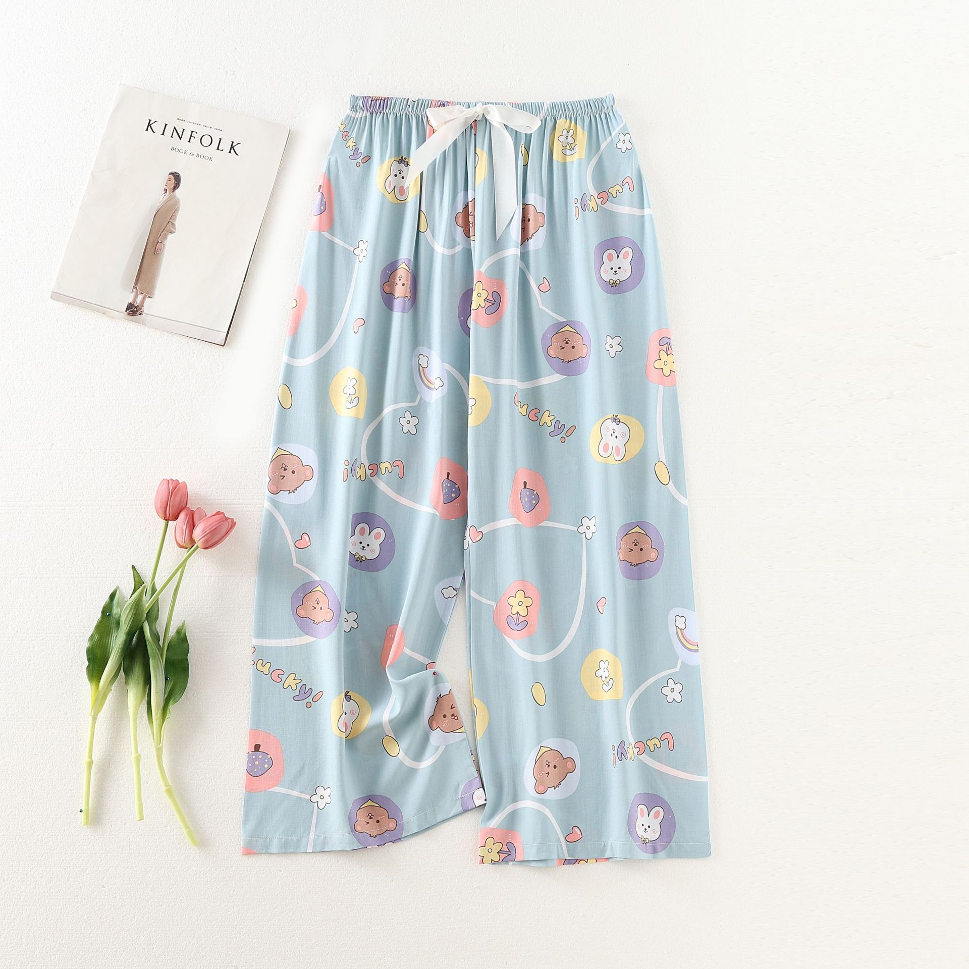 Picture of Cotton silk pajama pants women's spring and summer artificial cotton beach pants can be worn outside plus size cotton silk home wear cropped pants