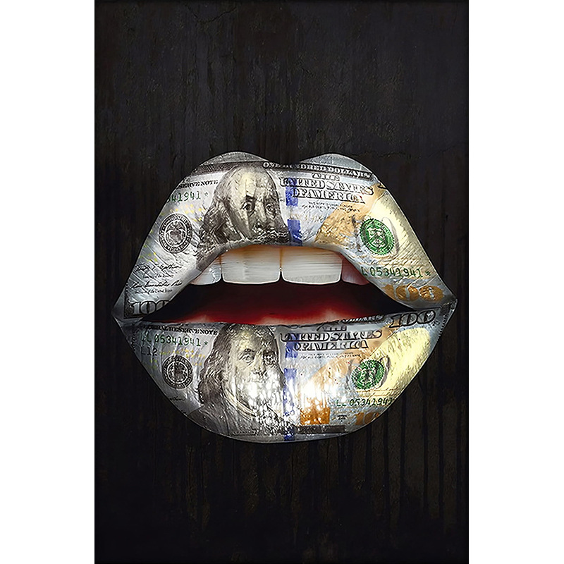 Picture of Foreign Trade Hanging Painting Cross-border Trend Graffiti Lips Decorative Painting Poster Modern Light Luxury Creative Art Oil Canvas Painting Core
