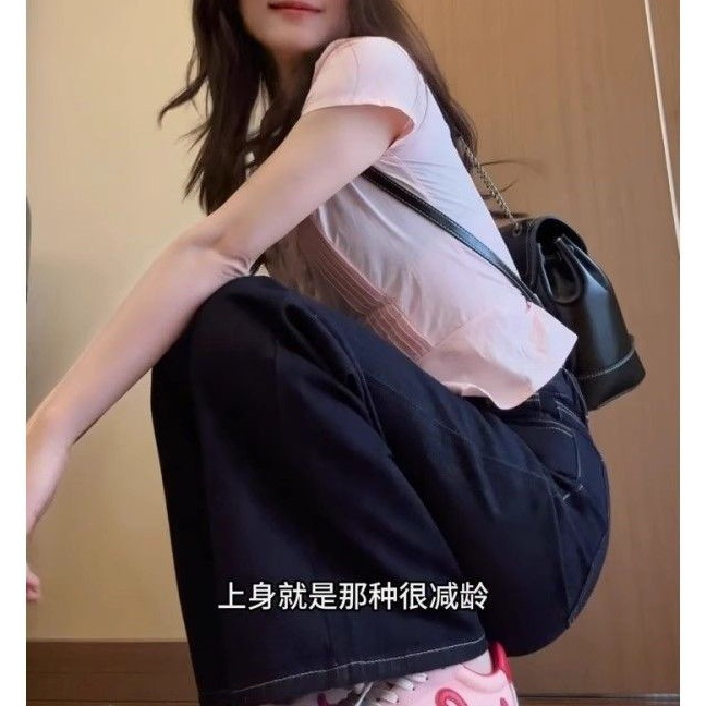 Picture of Korean Sweet Pink Short-Sleeved Shirt for Women Summer 2025 New Loose Casual Waist Versatile Small Flying Sleeve Top