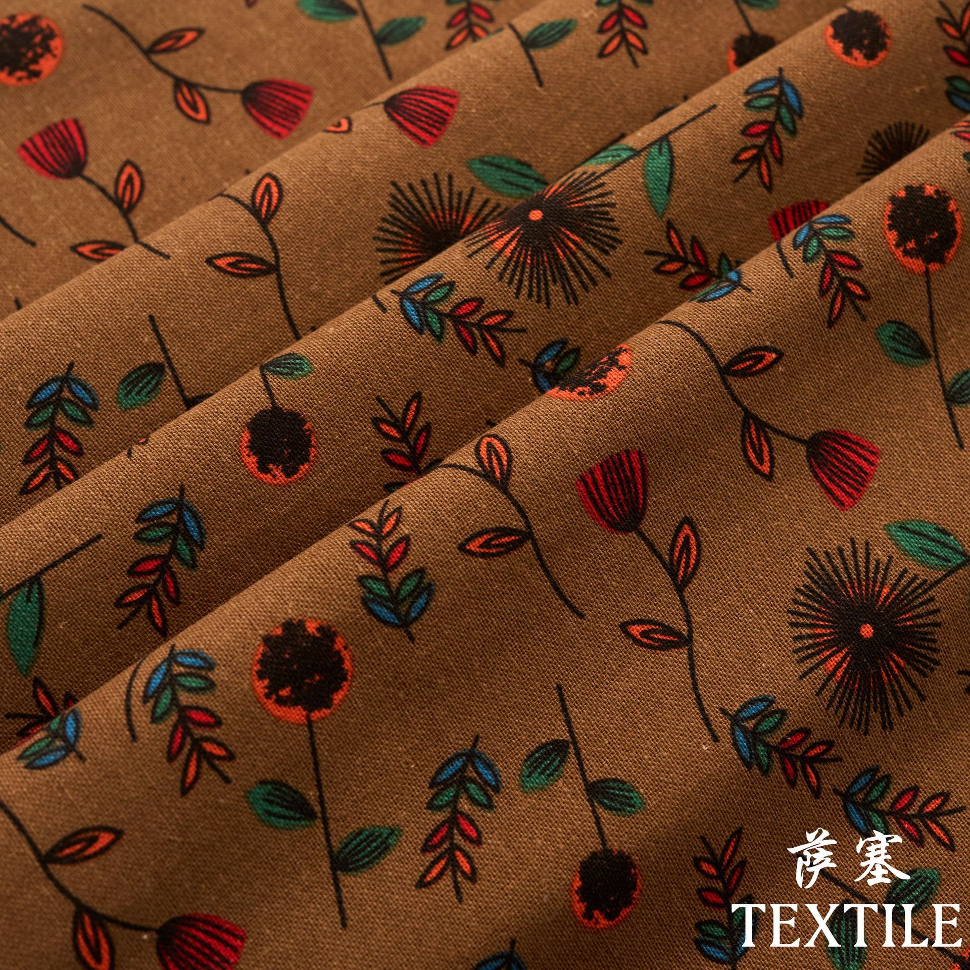Picture of Cotton and Linen Digital Printing Fabric Printing Fabric Small Floral Cloth Retro Pastoral Clothing Fabric