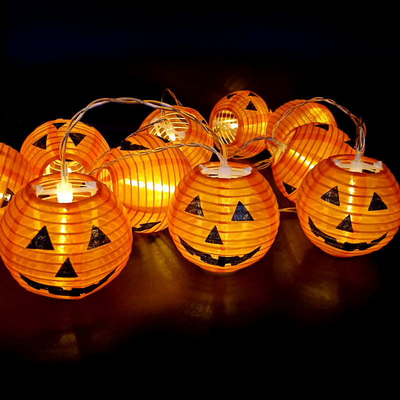 LED Ghost Festival Solar Lantern Lantern String Halloween Pumpkin Lantern Garden Decorative Light Outdoor Waterproof Colorful Light Flashing Light