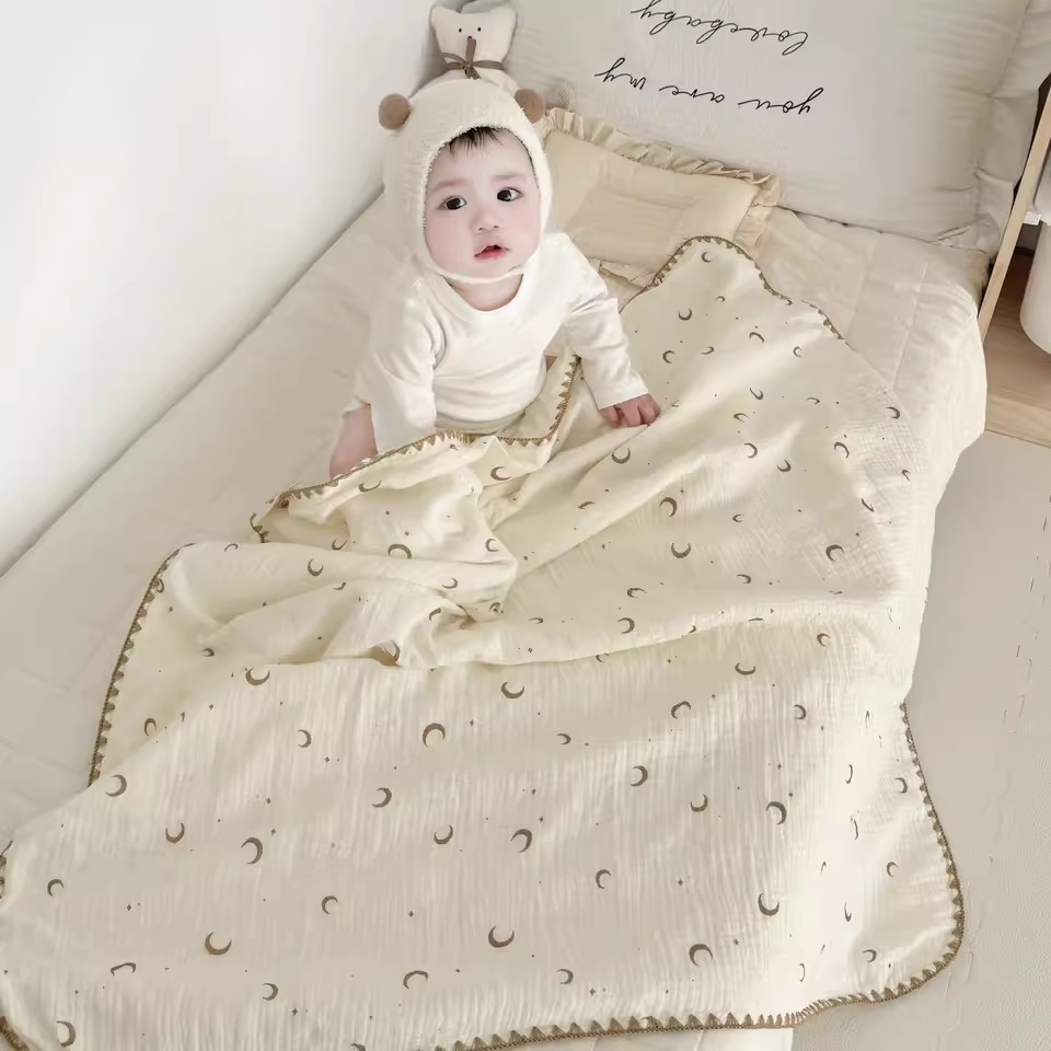 Picture of Baby's Gauze Cotton Cartoon Printed Blanket Children's Beanstalk Blanket Kindergarten Baby's Lunch Break Blanket Air-conditioning Blanket