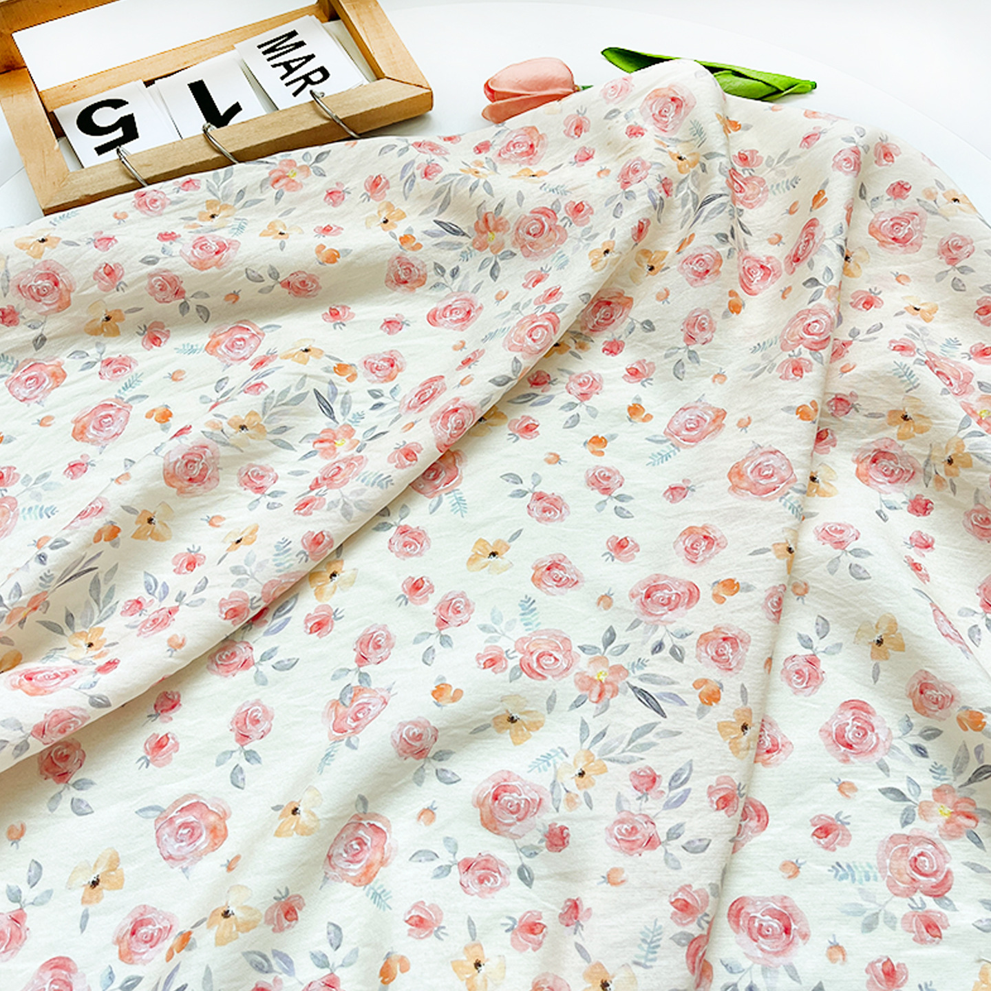 French-Style Romantic Rose Brocade Cotton Fabric Digital Print Fabric New Chinese-Style Cheongsam Dress Top Hanfu Fabric