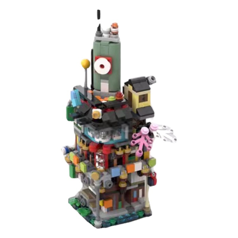 MOC-108557 compatible with Lego mini Street View Ninja surrounding Ninja City assembled creative building blocks ornaments