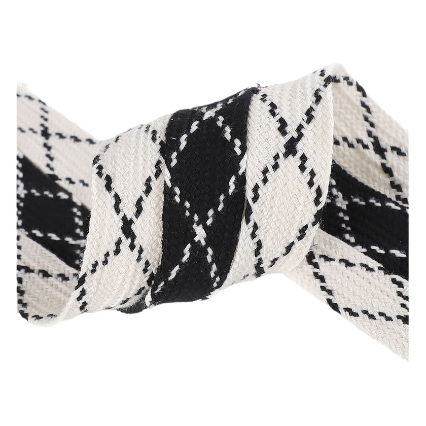 Colorful Foot Tassel Waist Rope Plaid 2.5 Flat Wide Cotton Yarn Adapting Card Falling Hole Shoes Lace Trouser Belt Metal