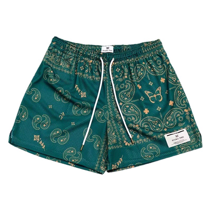 Summer New American Ryoko rain Cashew Flower Shorts Mesh Outdoor Sports Basketball Pants Casual Quarterer Pants
