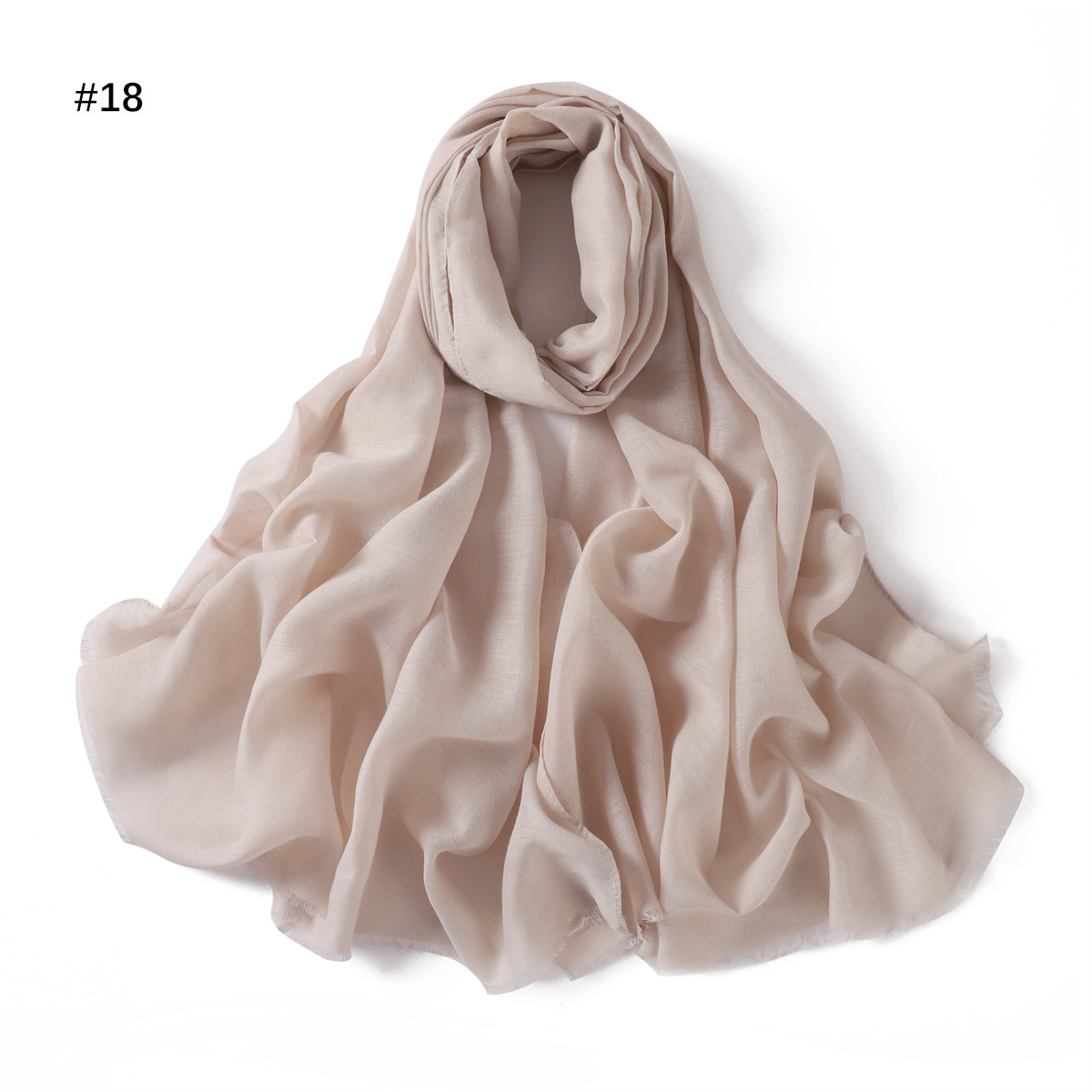 Picture of New fashion cotton and linen soft autumn and winter combed cotton monochrome short beard flat long scarf scarf scarf scarf scarf shawl in stock