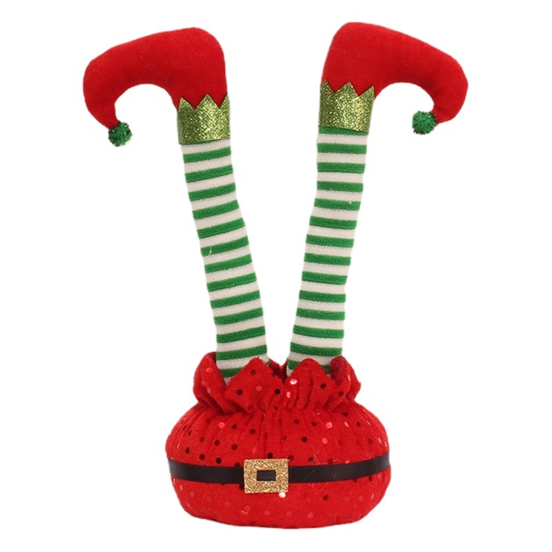 Factory wholesale cross-border new Christmas decorations inverted elf legs holiday party interior decoration