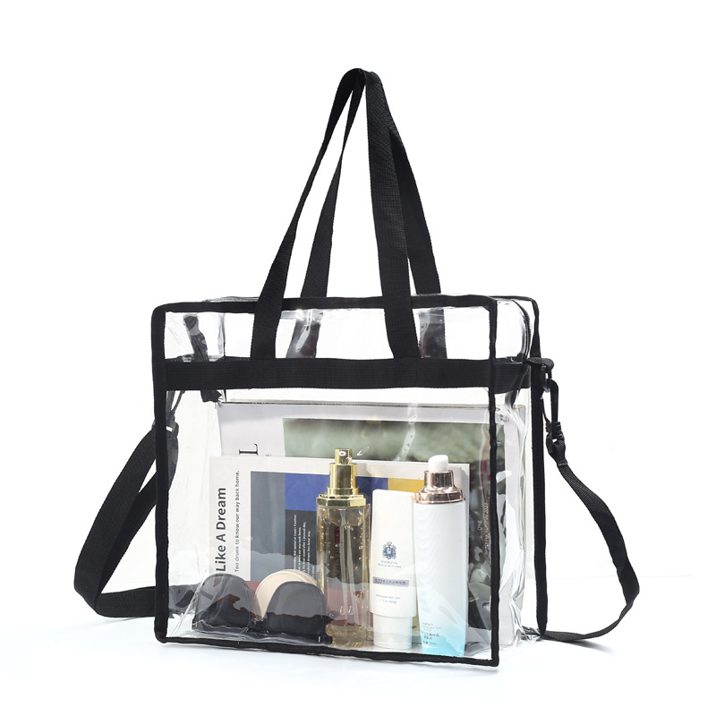 Amazon Hot Sale Transparent PVC Tote Bag Single Shoulder Large Capacity Shopping Bag Concert Swimming Beach Travel Bag