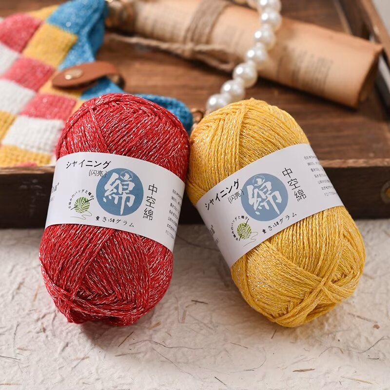 Picture of Dopamine bright silk hollow cotton thread hook bag special thread hand-woven diy crochet bag thread round strand thin thread