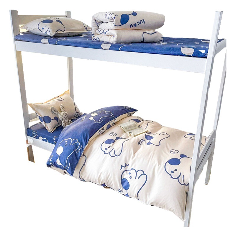 Student dormitory three-piece set upper and lower bunk cartoon printed sheets six-piece set single 0.9m bedding quilt cover
