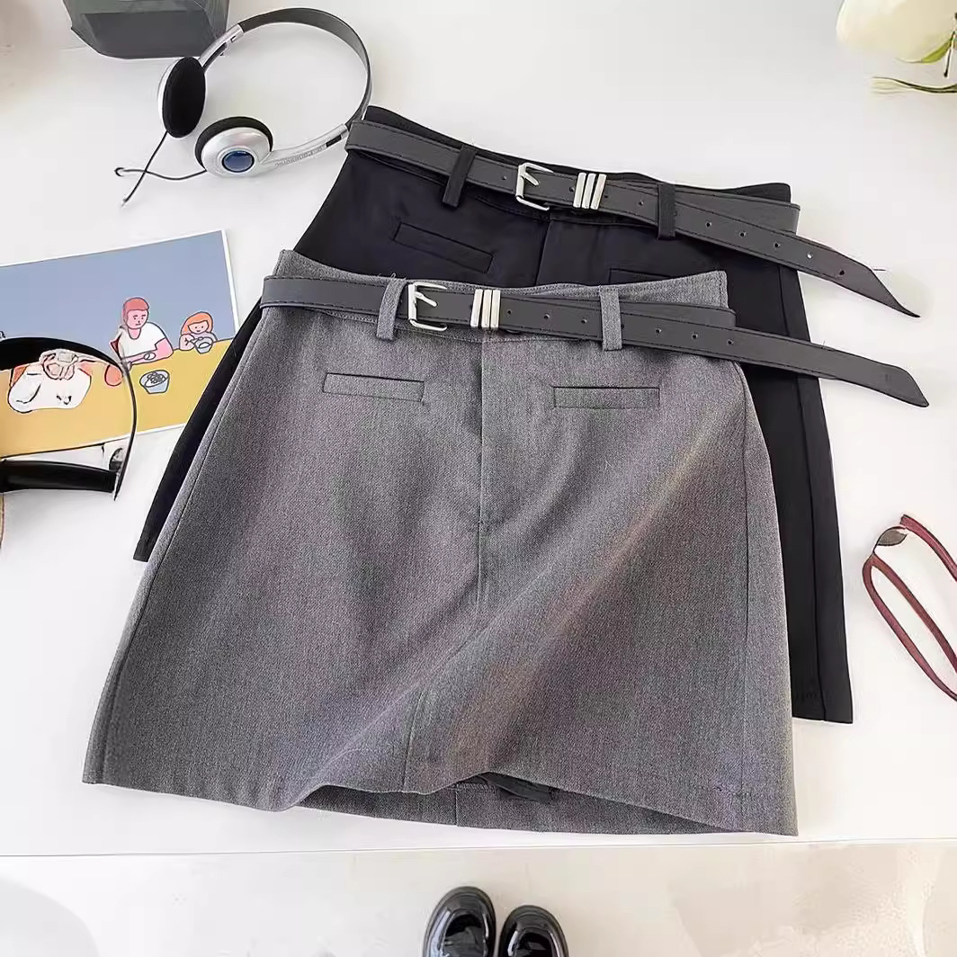 Spring and summer Korean-style college-style temperament A- line suit skirt high-waist slimming straight anti-walking hip skirt