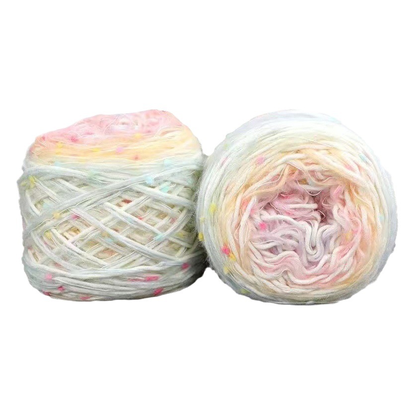 new gradient rainbow candy wool mohair scarf diy hand mixed thread hand woven icelandic wool wool