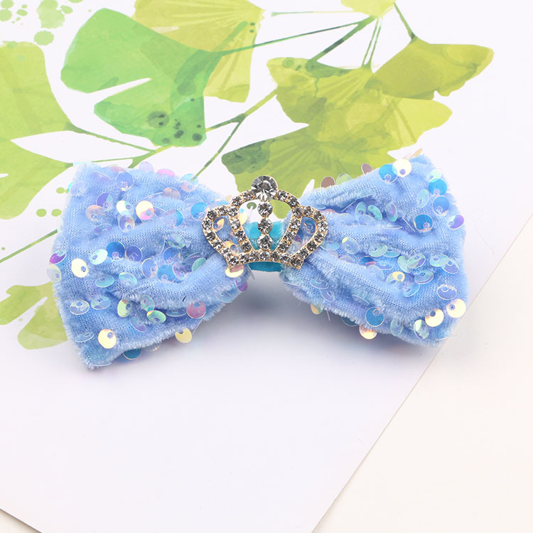 Picture of Children's Sequin Bow Hairpin Korean Elegant Little Girl Crown Stereo Hairpin Girls' Top Clip diy Hair Accessories