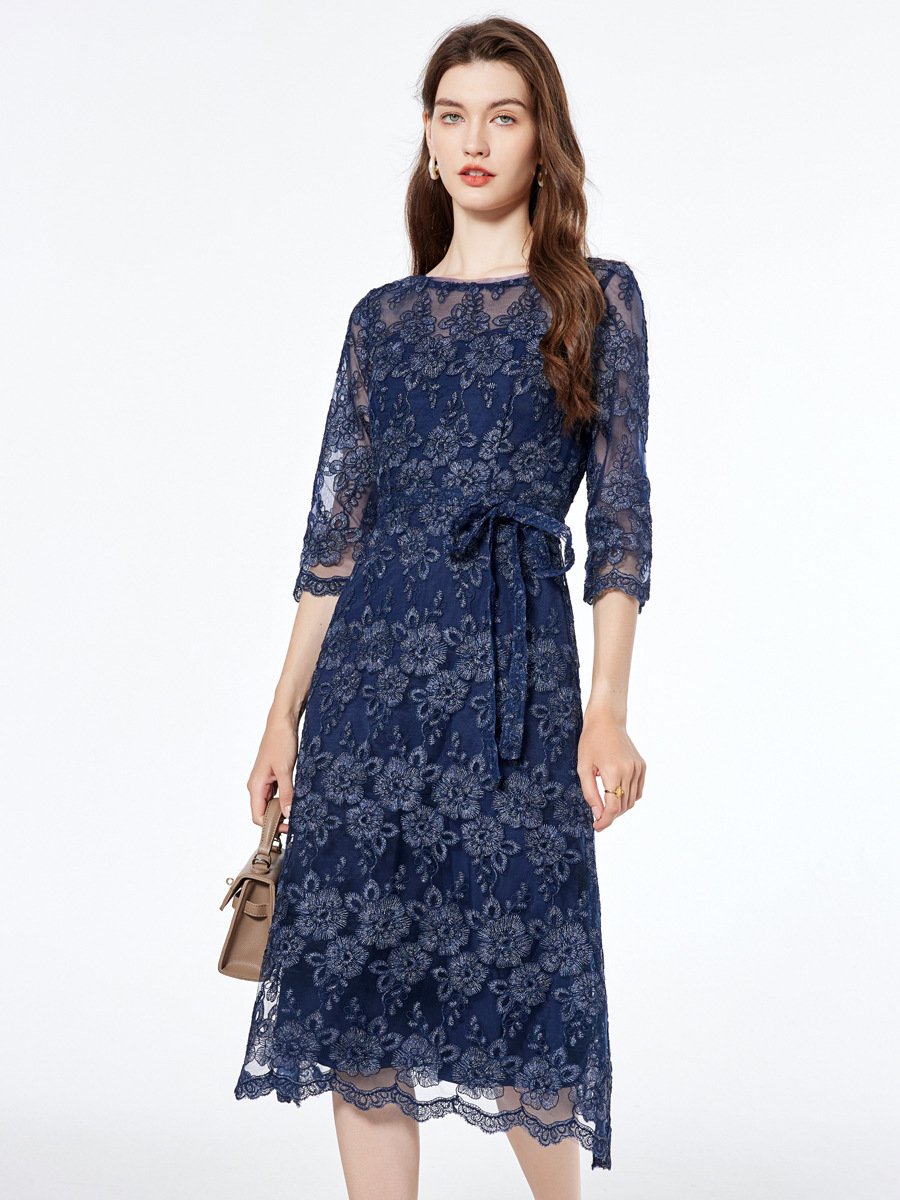 Picture of Evening dress women's spring and autumn light luxury niche socialite embroidery dress noble mother wedding happy mother-in-law wedding banquet
