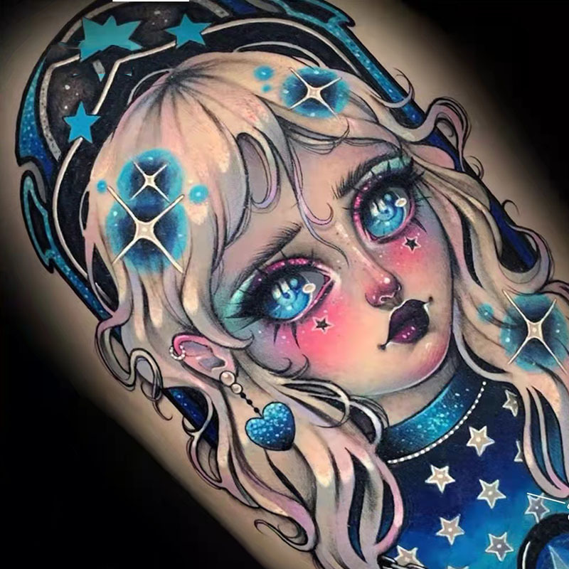 Picture of Diablo Tattoo Sticker Women's Waterproof Lasting European and American Violence Lori ins Cute Cartoon Flower Arm Non-Reflective Anti-Han