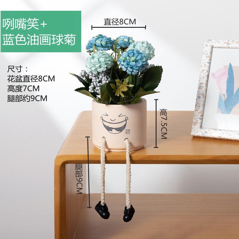 Picture of Creative Expression Hanging Feet Doll Ceramic Flower Pot Artificial Flower Potted Plant Green Plant Indoor Balcony Desktop Decoration Crafts
