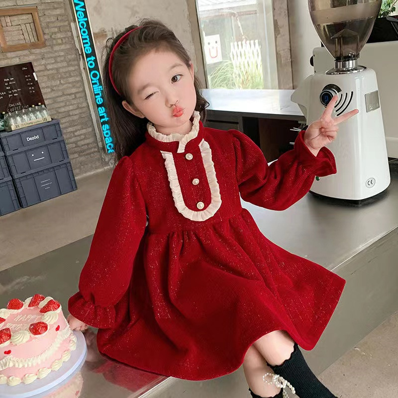 Autumn Fashion Girls dress 2024 Birthday Dress Dress Sweet Western Style Sweet Princess Dress