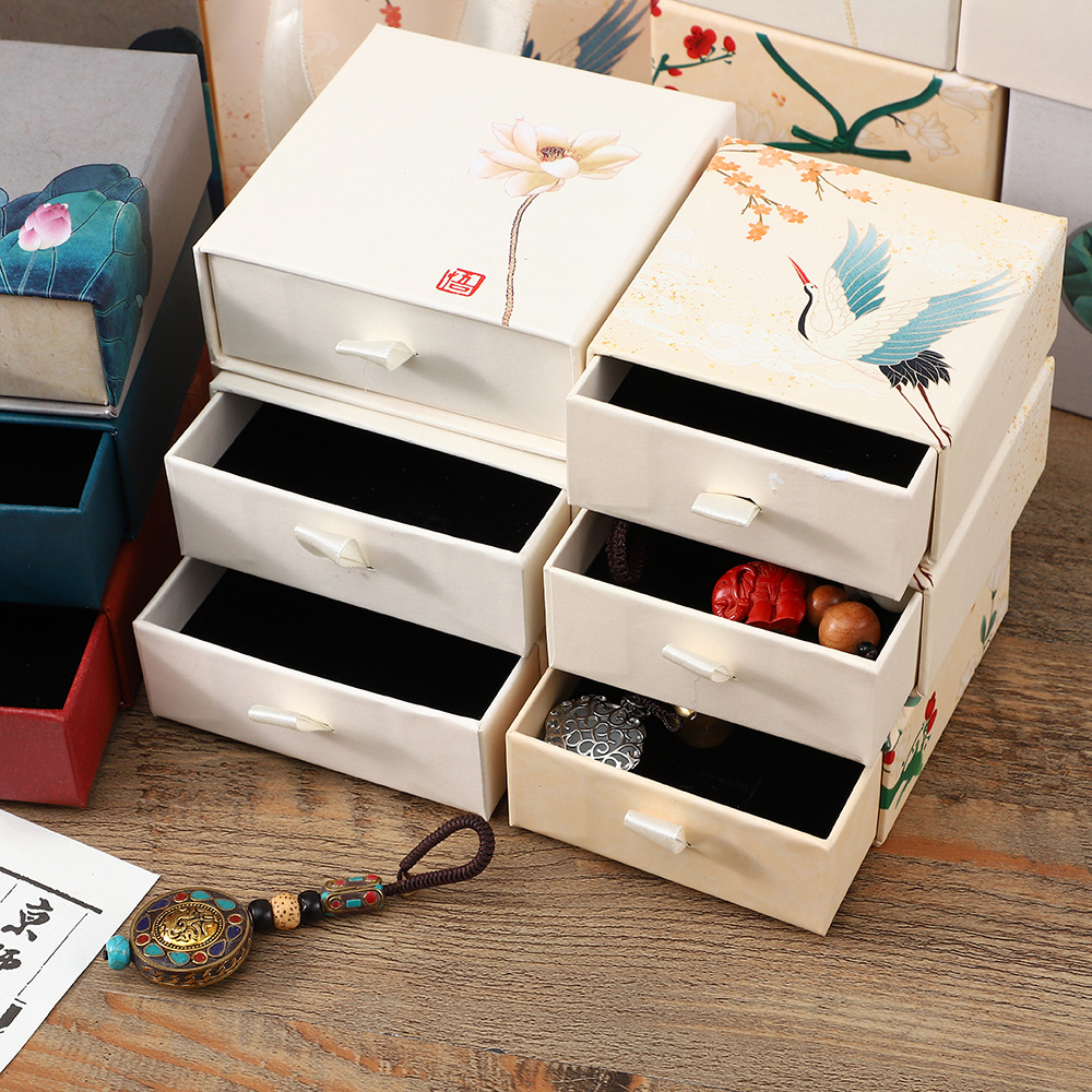 in stock Vintage Jewelry Storage Drawer Box high quality Light Luxury Sachelet Handstring Gift Box Wholesale