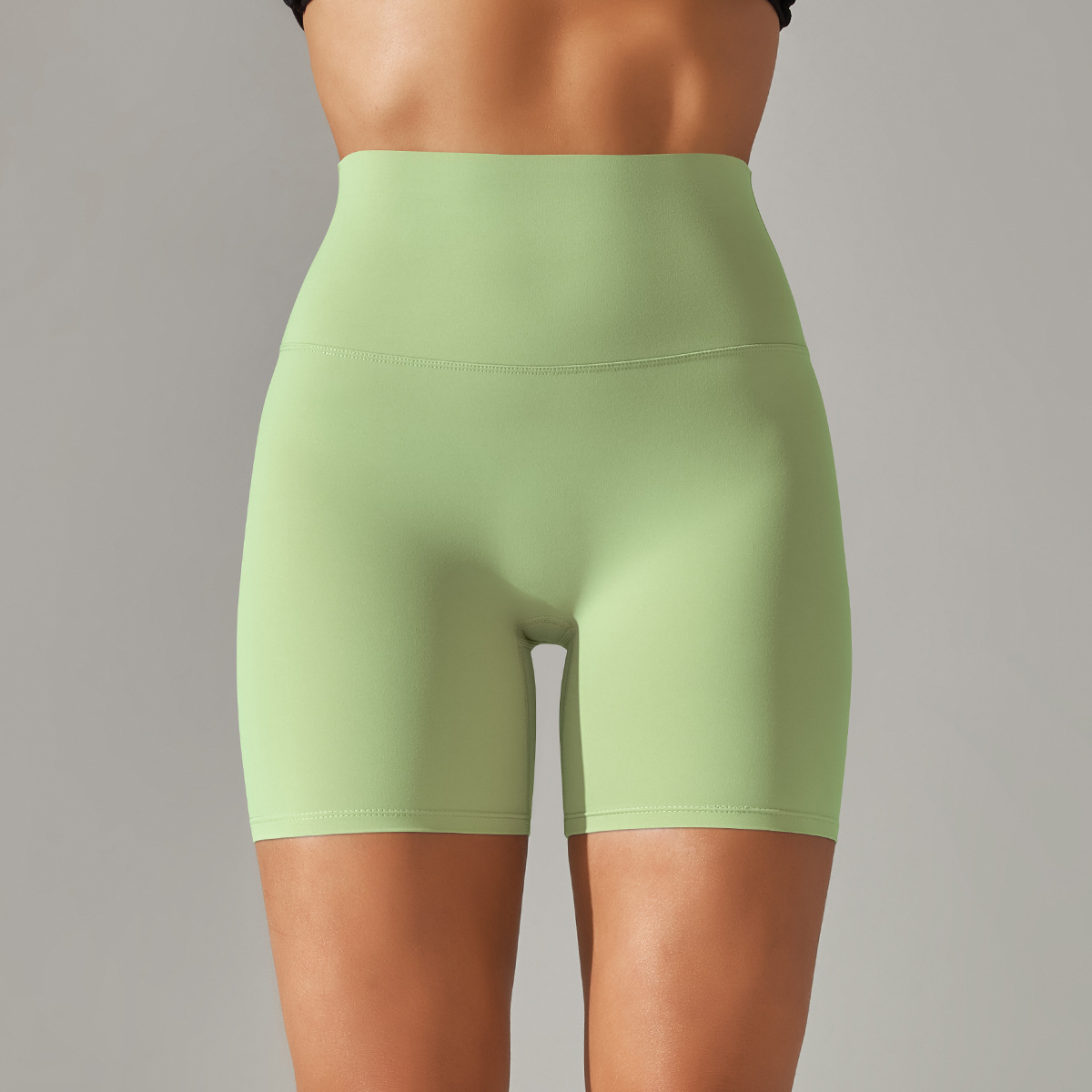 Picture of Spring and Summer New Solid Color Yoga Shorts Double-Sided Brushed Tight-Fitting High-Waist Elastic Sports Fitness Three-Point Yoga Pants for Women