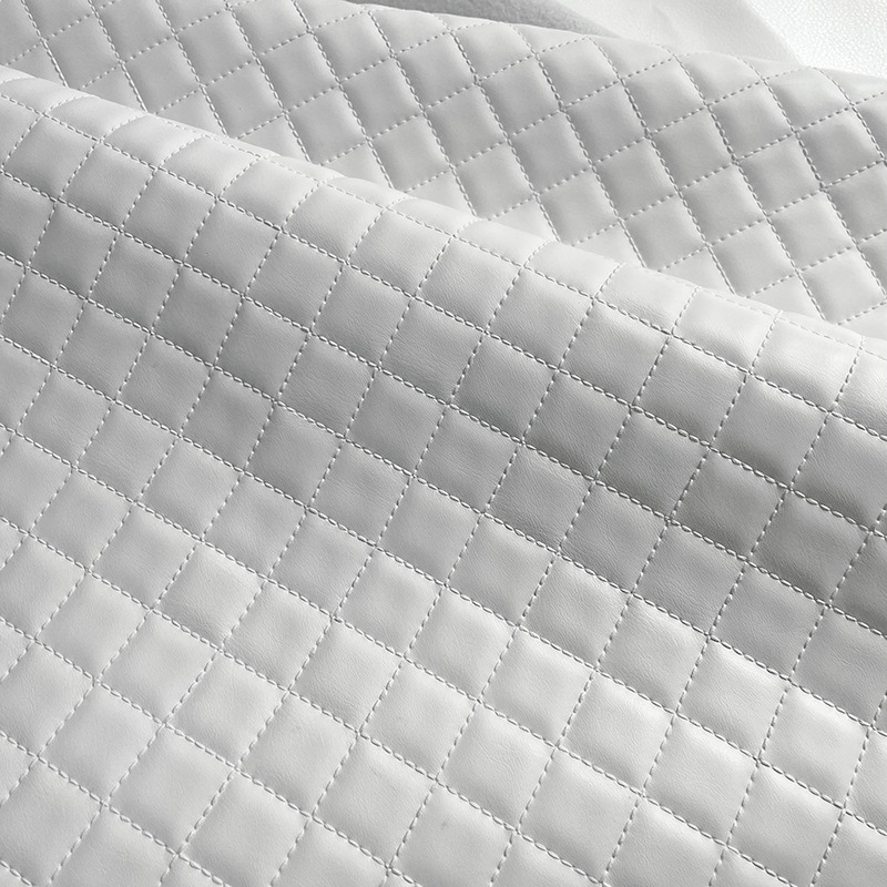 Cross-border Matte Checker Imitation Embroidery Diamond Plaid Leather Material Bag PVC Leather Cosmetic Bag Embroidered Leather Material
