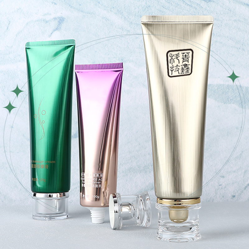 Bright Aluminum plastic tube packaging cosmetics Aluminum plastic hose packaging material 100ml acrylic material hose factory Guangzhou