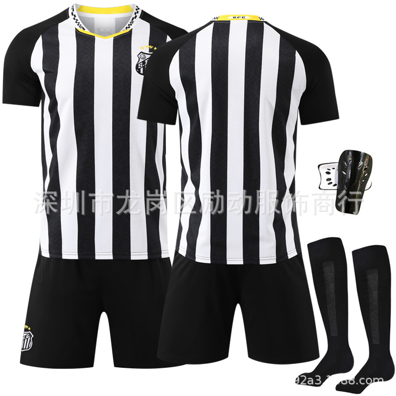 Picture of 2526 Jersey Black Stripes No. 10 Neymar New Version of Brazilian Club Santos Away Football Uniform Set