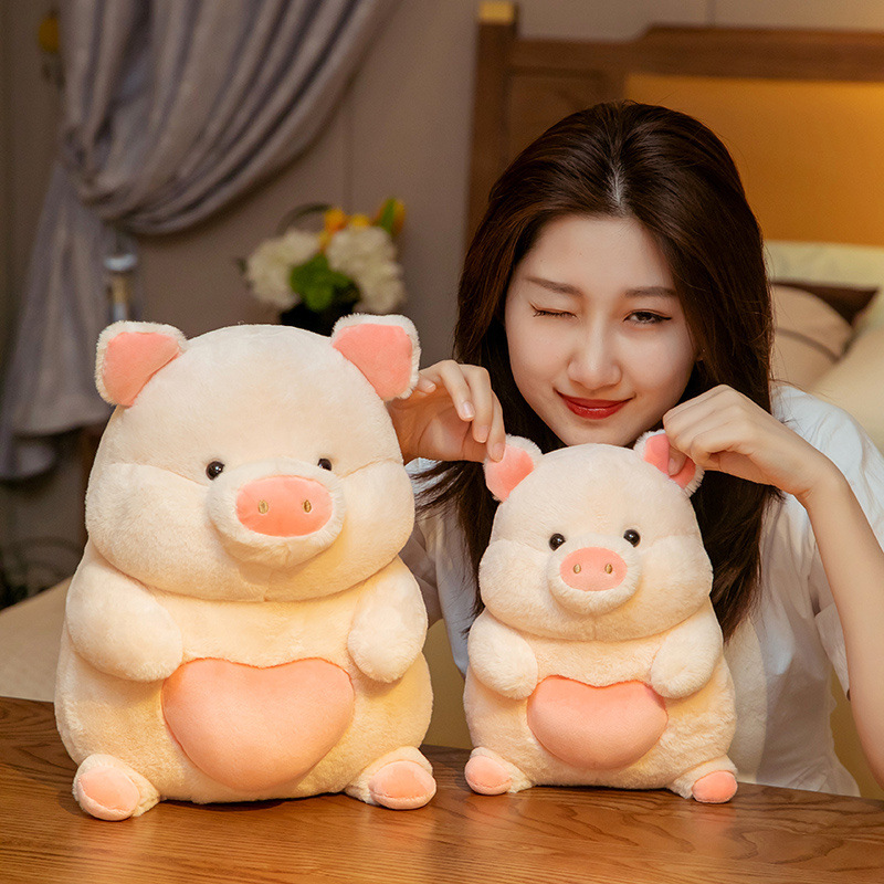 Picture of Ins Cute Pink Heart Pig Doll Cartoon Girl Heart Artificial Cute Pig Plush Toy Korean Smile Pig