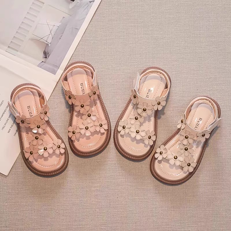 Girls Sandals 2025 Summer New Korean Style Flower Performance Shoes Easiest for Match Princess Children's Shoes Round Toe Princess Style