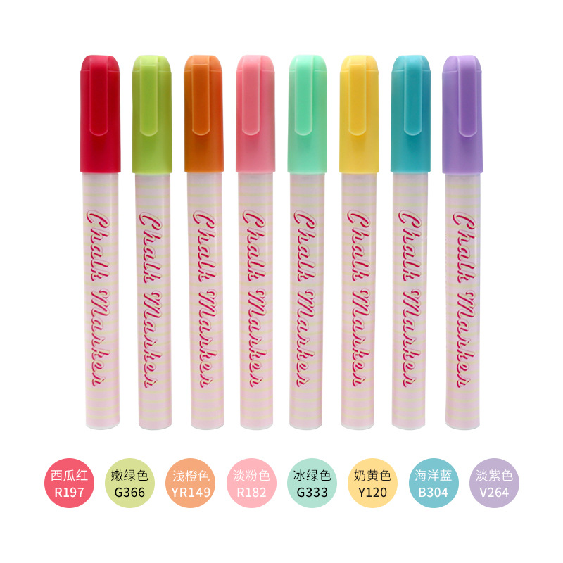 Picture of Somachi Erasable Pen Macaron 8-Color Liquid Chalk Set Kidsren's Graffiti Erasable Blackboard Advertising Marker Pen