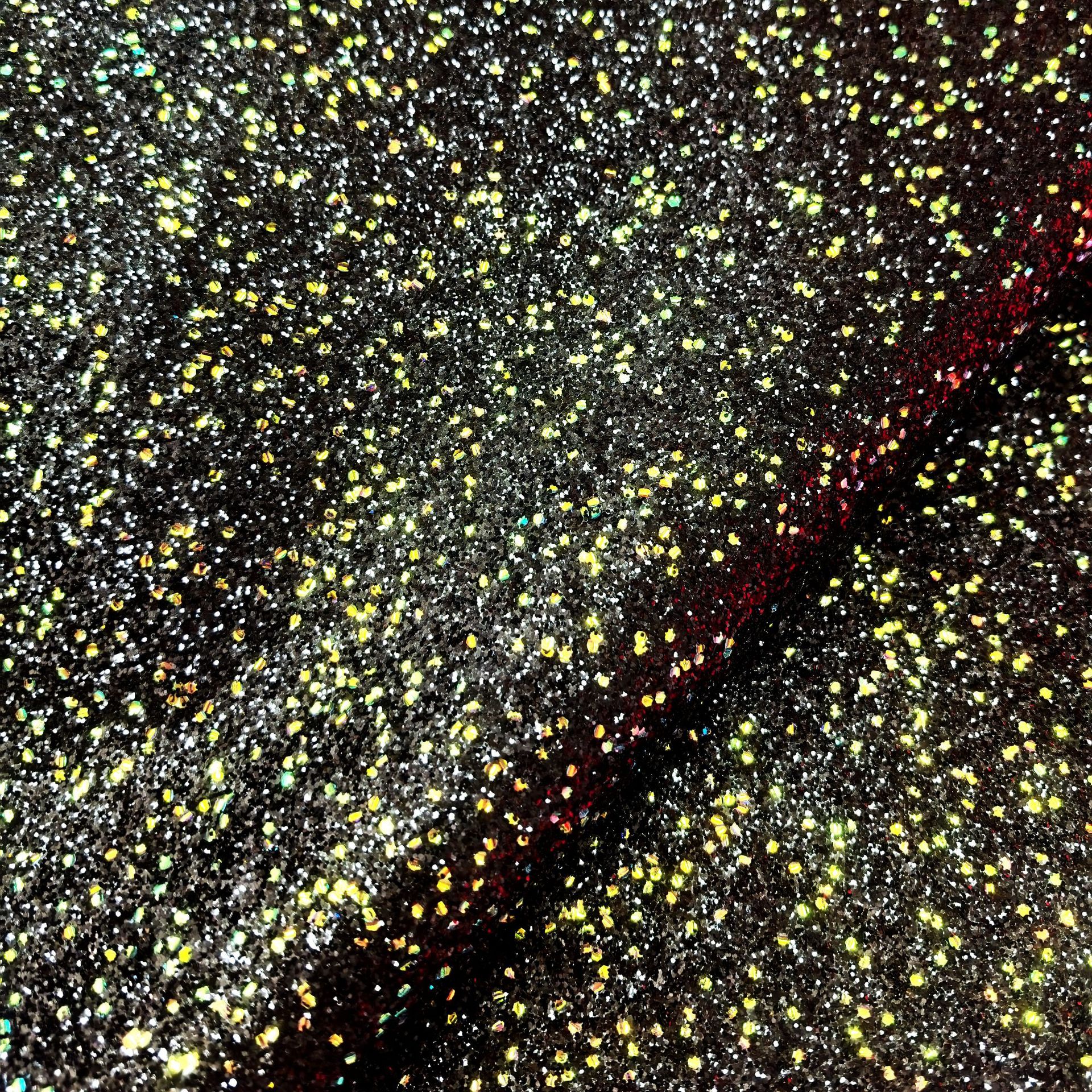 glitter powdered leather with golden glossy fabric and knitted fabric, glitter leather sequin accessories