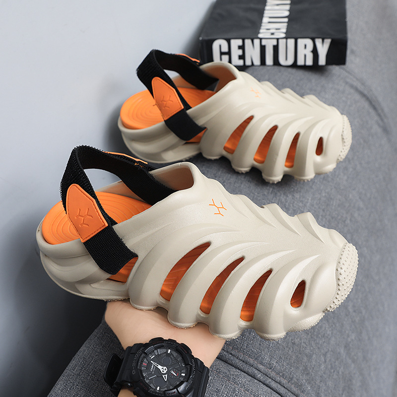 Platform Sole Hole Shoes Men's Summer 2025 Wading Sandals Lightweight Non-slip EVA Dung-feeling Double-layer Sandals