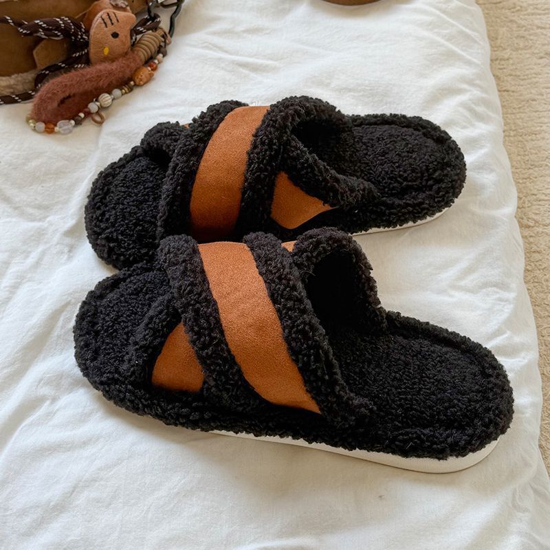Picture of Thick-soled furry slippers for women, 2025 new autumn/winter lambswool high-end fluffy single-line cotton slippers