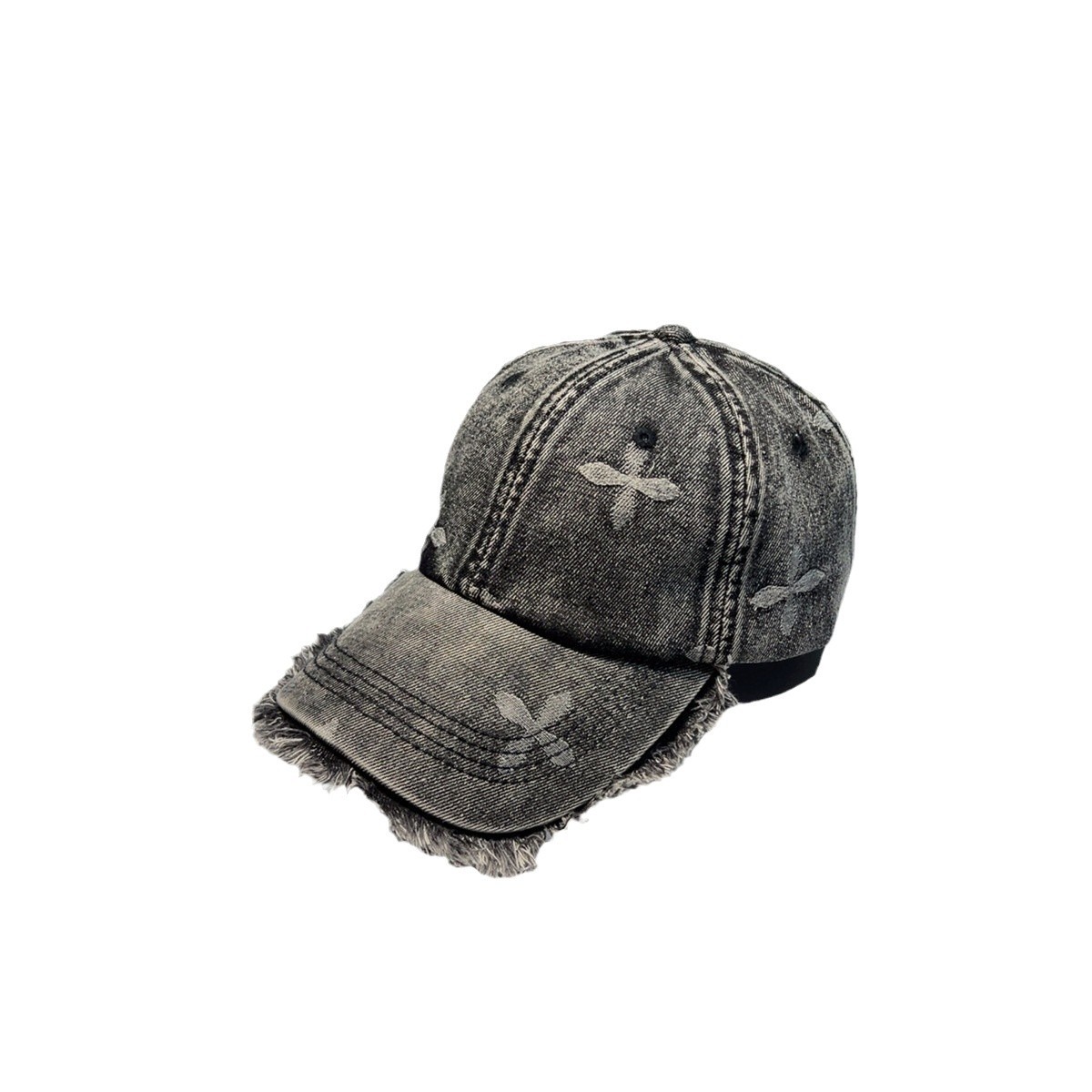 Picture of SMFK Garden Denim Baseball Cap Fashion Jacquard Tassel Design Grey Casual Cap Do Old Casual Trendy Cap