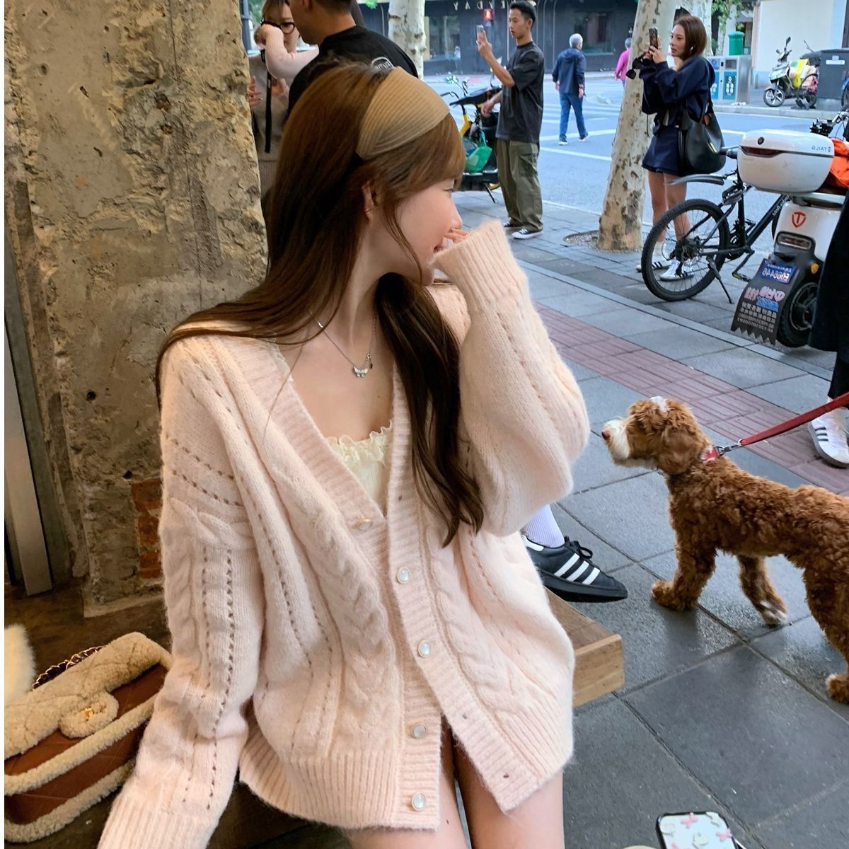 Chic Western-style sweater jacket women's 2025 new autumn outfit Korean outfit knitted cardigan loose and super good-looking top