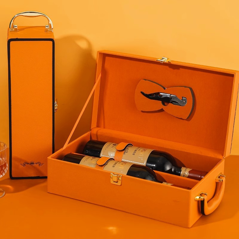 Picture of Spot Red Wine Packaging Gift Box Empty Box 2 Red Wine Gift Box Two Pieces Single Double Wine Box Wine Gift